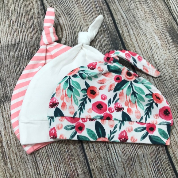 Other - Organic Baby Girl Hats- Set of 3